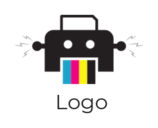 printing logo robot colorful tongue and signals