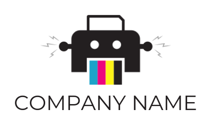 printing logo robot colorful tongue and signals