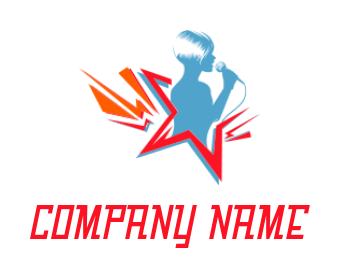 Entertainment logo rock star with mic outside of star