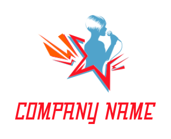 Entertainment logo rock star with mic outside of star