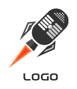 media logo rocket incorporated with microphone