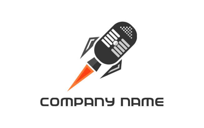 make a media logo rocket incorporated with microphone - logodesign.net