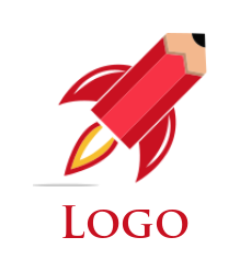 education logo icon rocket pencil with fire