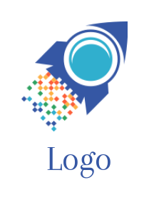 photography logo rocket with camera and pixels