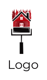 home improvement logo roller brush paint house