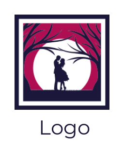 make a dating logo couple dancing in full moon