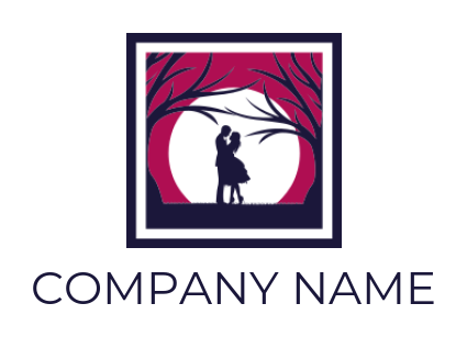 make a dating logo couple dancing in full moon