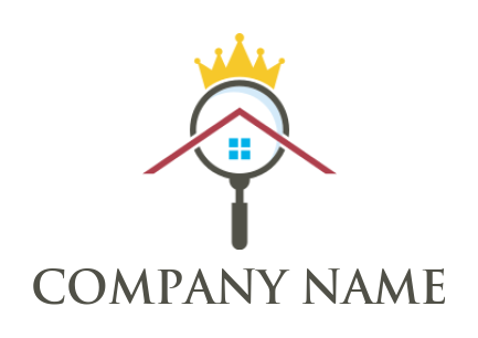 property logo abstract roof in magnifying glass