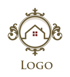 real estate logo roof with ornaments