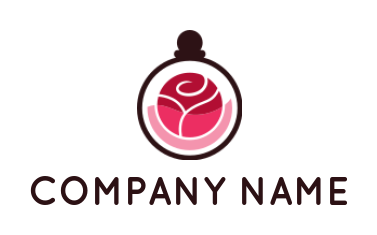 beauty logo icon rose inside perfume bottle 