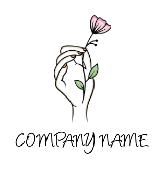 rose in woman's hand with nail polish logo