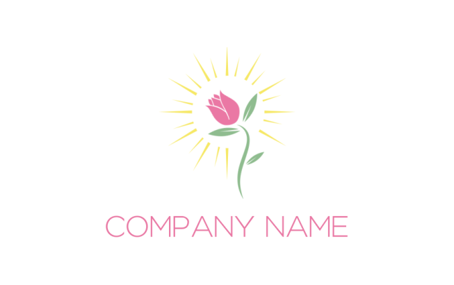 make a beauty logo rose with stem in rays - logodesign.net