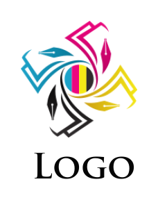 printing logo rotate nibs papers around circle