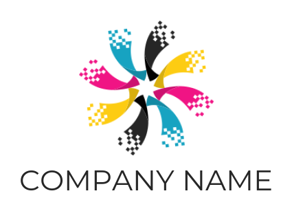 printing logo icon rotating ribbons with pixels