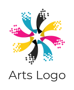 printing logo icon rotating ribbons with pixels