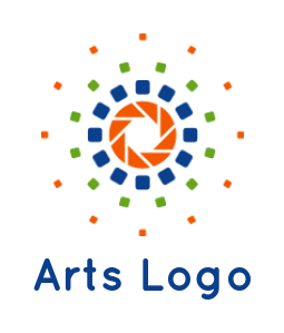 design a photography logo rounded rectangle pixels with lens