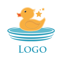 childcare logo rubber ducky float in water stars