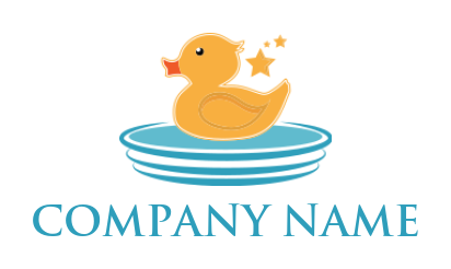 childcare logo rubber ducky float in water stars