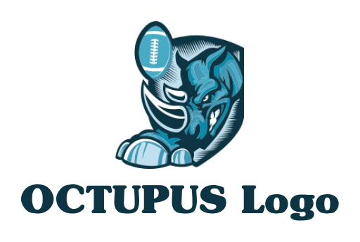 generate an animal logo rugby and rhino mascot