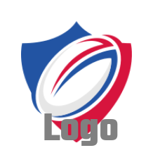 rugby ball in shield icon