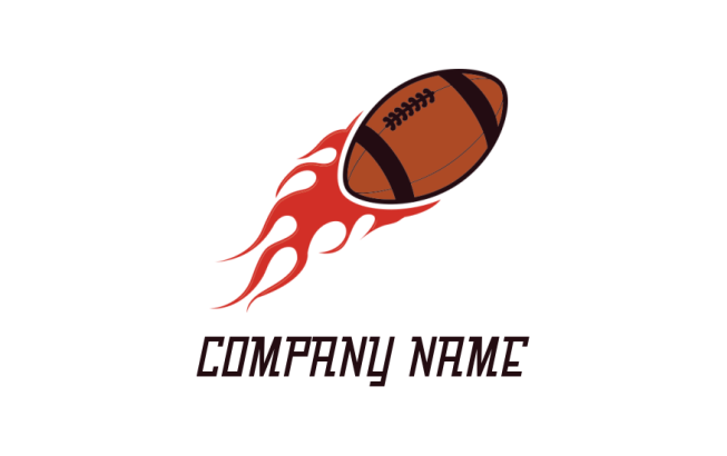 sports logo rugby moving up with burning flames 