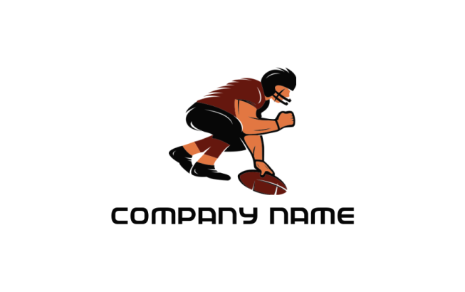 Design a logo of rugby player playing 