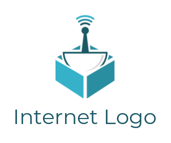IT logo icon satellite dish in box