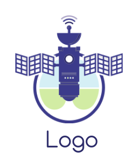 IT logo maker satellite with panels and dish