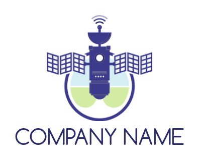 IT logo maker satellite with panels and dish