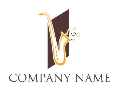 music logo saxophone front rectangle with music