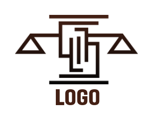 law firm logo icon scale and column line art