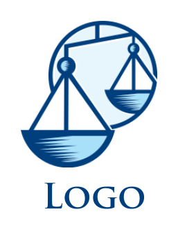 make an attorney logo scale merged with circle