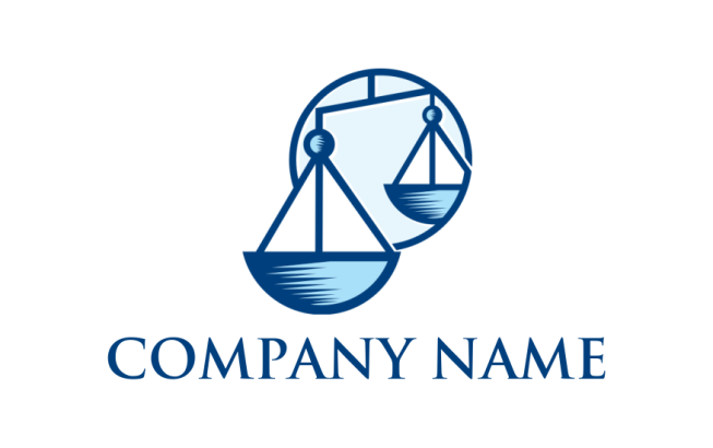 make an attorney logo scale merged with circle