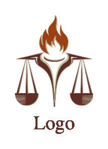 design a law firm logo scale merged with torch and fire