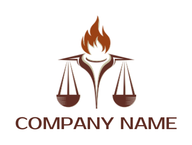 design a law firm logo scale merged with torch and fire