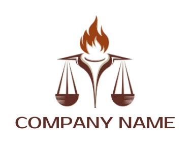 design a law firm logo scale merged with torch and fire