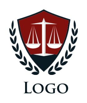 law firm logo online scale of justice in shield with laurel - logodesign.net