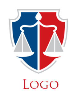 law firm logo of scale of justice inside shield