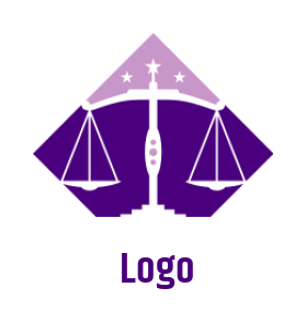law firm logo maker scale with stars in shape of square