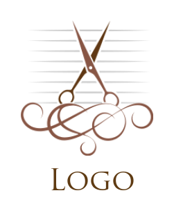 design a beauty logo scissor on ornaments and lines