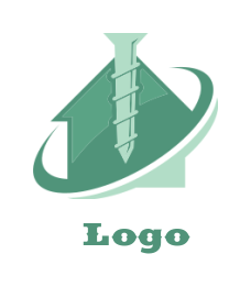 create a construction logo screw inside house