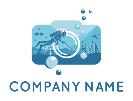 scuba diver diving under water logo maker