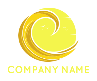 Design a Letter C logo sea swoosh with sun in letter C