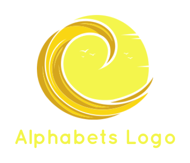 Design a Letter C logo sea swoosh with sun in letter C