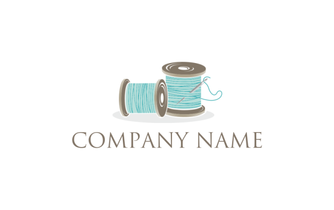 design an apparel logo sewing thread spools with needle