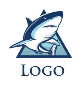 animal logo shark coming out from a triangle