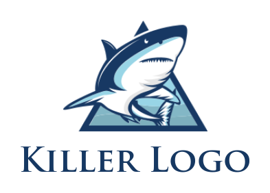 animal logo shark coming out from a triangle