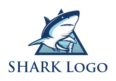 animal logo shark coming out from a triangle