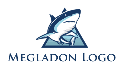 animal logo shark coming out from a triangle