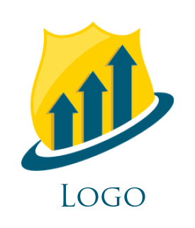 Make an investment logo shield and growth arrows